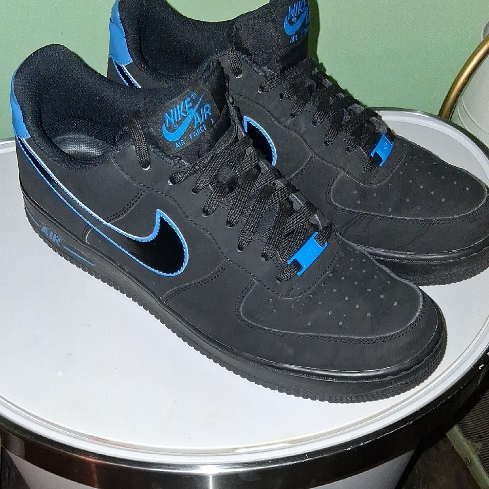 Nike Air Force 1 Black with Blue Highlights